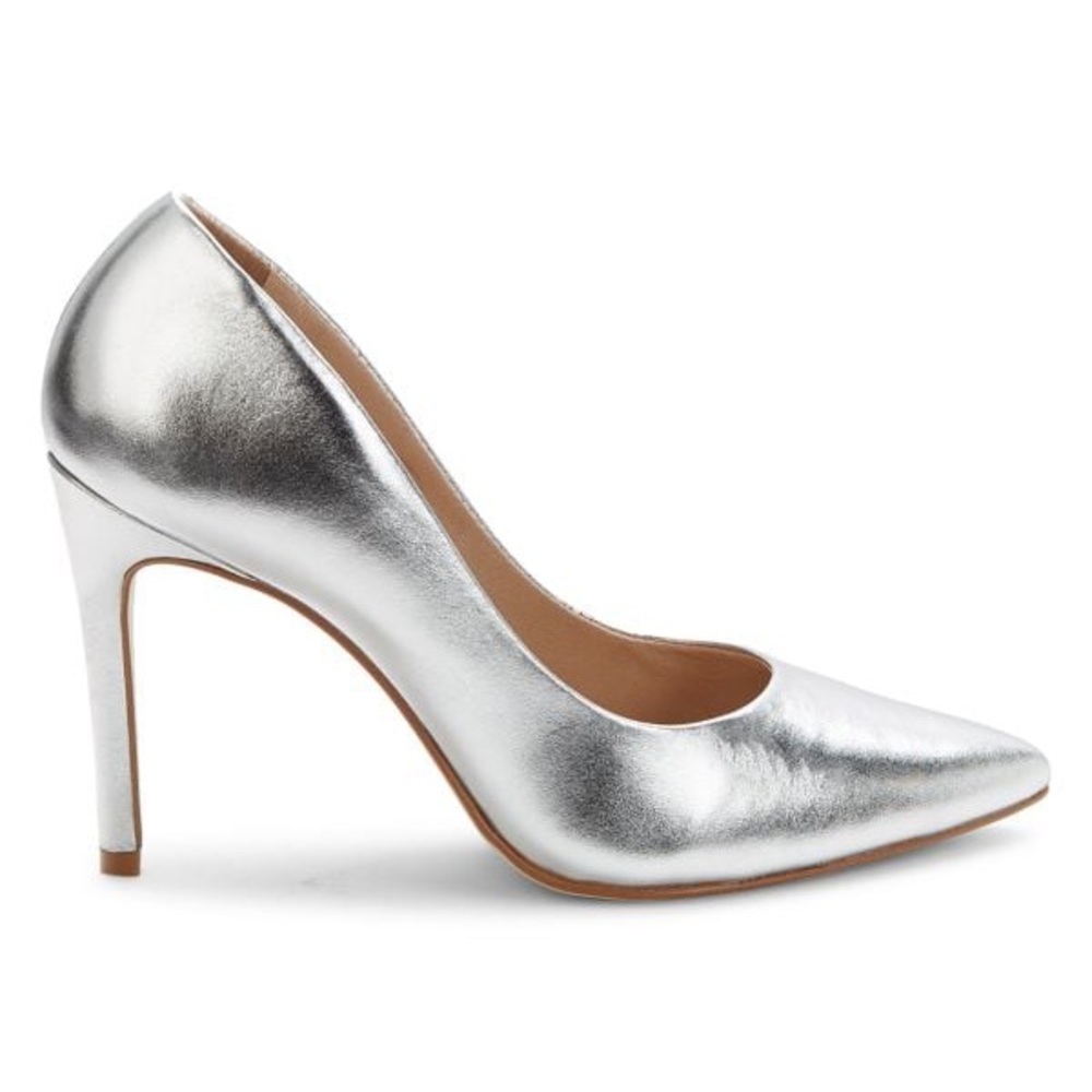 Saks 5th Silver Pointed Toe Stiletto Pump